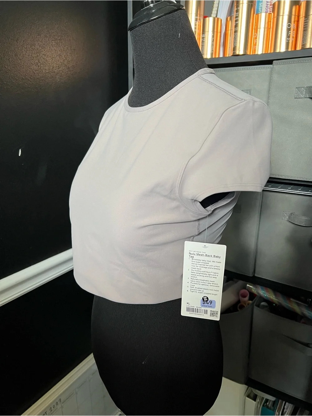 lululemon athletica Nulu Mesh Back Baby Tee - Mauve Grey - Picture 2 of 4